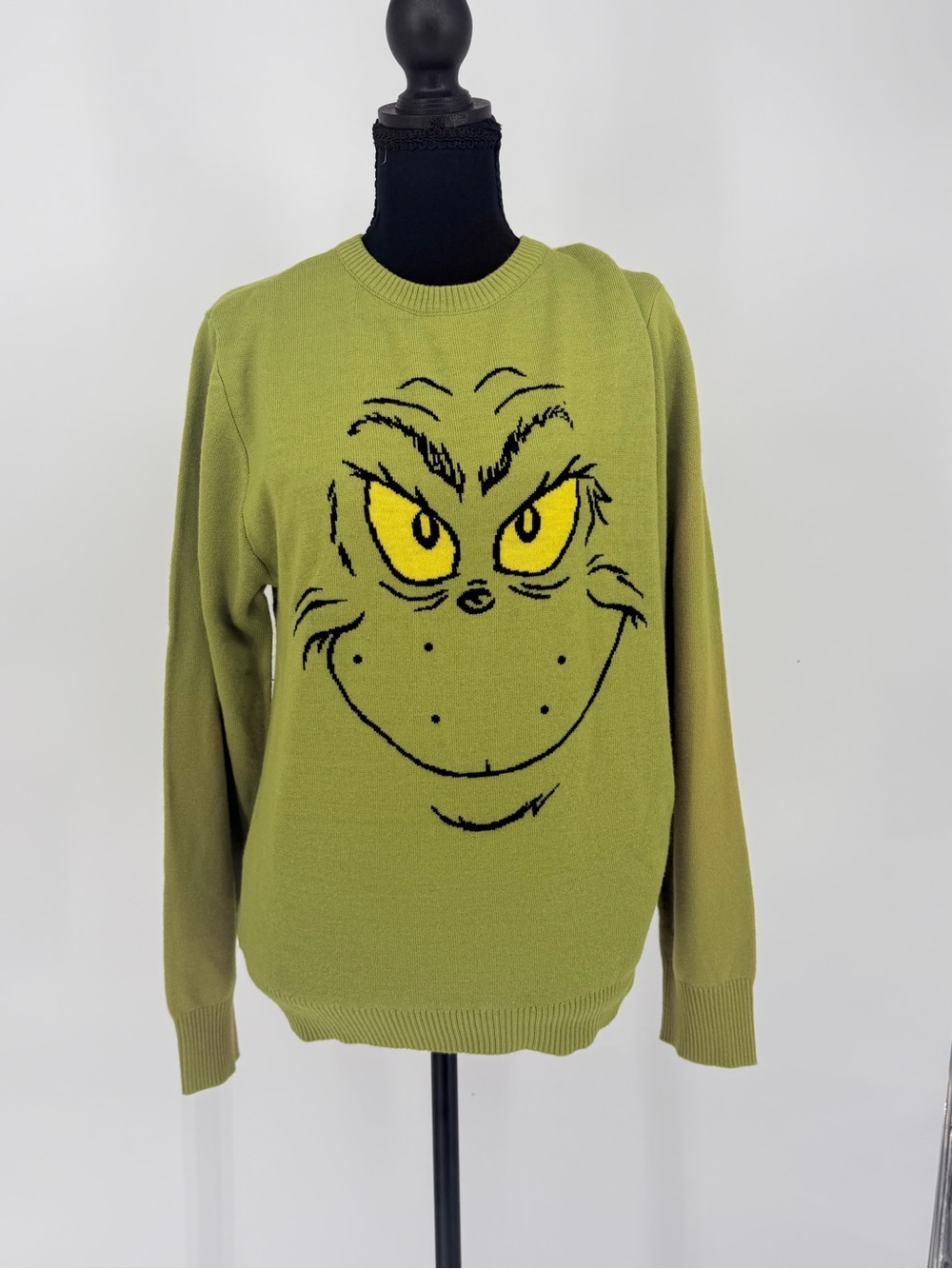 Green Grinch Face Crewneck Sweater